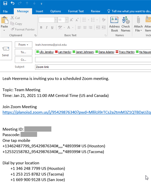 Zoom email 